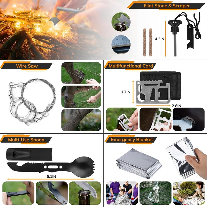 KNVBIN Survival Kit, 250pcs Survival Tools Tactical Gear and Trauma Bag, Survival First Aid Kit with Molle Crossbody Bag & Emergency Tent for Earthquake, Bug Out, Outdoor Adventure, Gifts for Christmas Men - Image 5